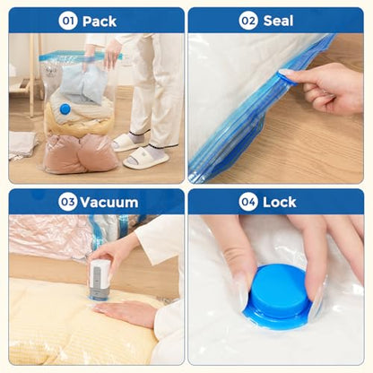 ETENWOLF Vacuum Storage Bags for Travel with Rechargeable Wireless Pump, Vacuum Seal Bags for Clothes and Travel, Space Saver Bags in Carry-On Sizes, Perfect for Luggage and Suitcases, 24 Combo - size: 24 Combo Size-E