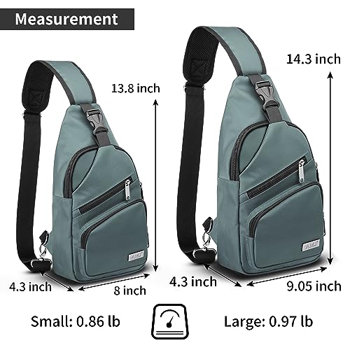 AMJ Crossbody Sling Bag Men Women, Casual Shoulder Backpack, Chest Daypack Satchel for Hiking Travel - color: Green, size: Small