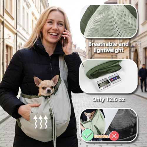 Dog Carrier Sling, Dog Carriers for Small Dogs Up to 20lbs,Army-Green - color: Army-green