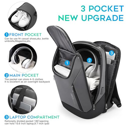 FUTURE AESTHETIC Business Smart Backpack Waterproof fit 15.6 Inch Laptop Backpack with USB Charging Port,Travel Durable Backpack - color: Gray