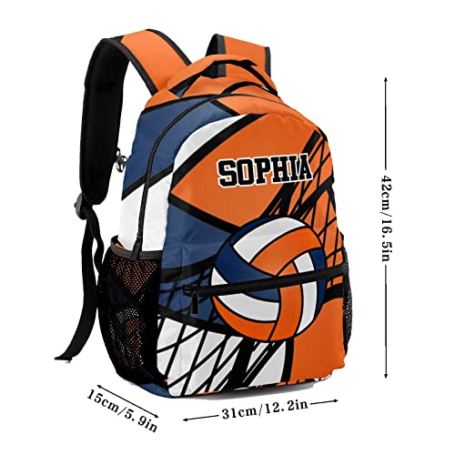 Volleyball Orange White Backpack Personalized Waterproof Casual Daypack Gift for Holiday Birthday - color: Design 4
