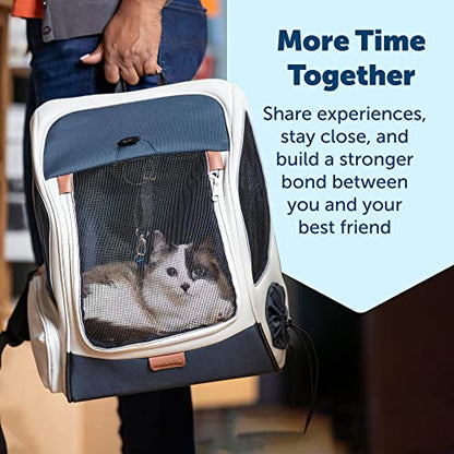 PetSafe Happy Ride Backpack Pet Carrier - Perfect for Dogs & Cats up to 20lbs - Mesh Windows for Comfortable Travel - Harness Tether for Safety - Easy Access Treat Opening - Can be Secured in the Car