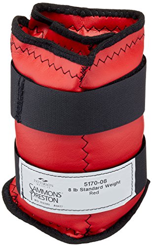 Sammons Preston Cuff Weight, 8 lb, Red, 2 Velcro Strap & D-Ring Closure, Grommet for Easy Hanging, Lead Free Steel Ankle & Wrist Weights, For Strength Building & Injury Rehab, Sold Individually - style: 8 lbs.