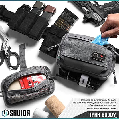 Savior Equipment IFAK Buddy Tactical First-Aid Kit Rip Away MOLLE Pouch Emergency EMT Utility Organization Medical Supply Carrier Outdoor Survival Travel Bag, Attach to Backpack/Belt Loop - color: SW Gray
