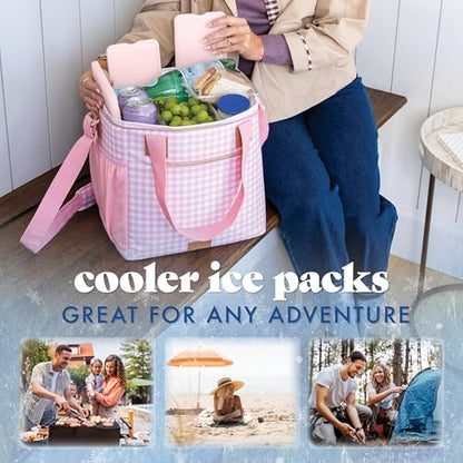 Cool Coolers by Fit & Fresh 4 Pack XL Slim Ice Packs, Quick Freeze Space Saving Reusable Ice Packs for Lunch Boxes or Coolers - color: Light Pink (4 Pack)