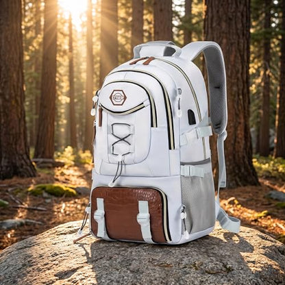 Spacious And Lightweight Outdoor Travel Backpack Featuring a Shoe Compartment - Ideal for Hiking, Camping, And (white) - color: White