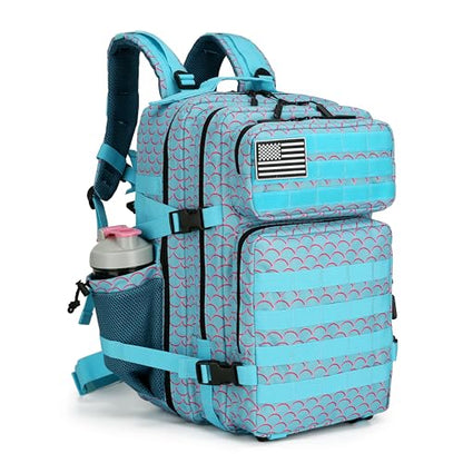 45L Military Tactical Backpack Hiking Backpacks Tactical Gear Camo Back Pack Army Molle Bag Rucksack Fitness Daypack - color: Mermaid