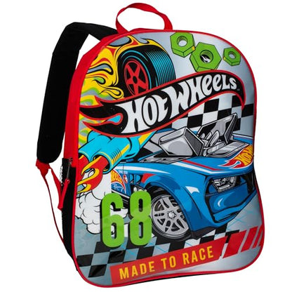 AI ACCESSORY INNOVATIONS HotWheels Backpack for Boys, 16" Race Car School Bag, Red - color: Hotwheels