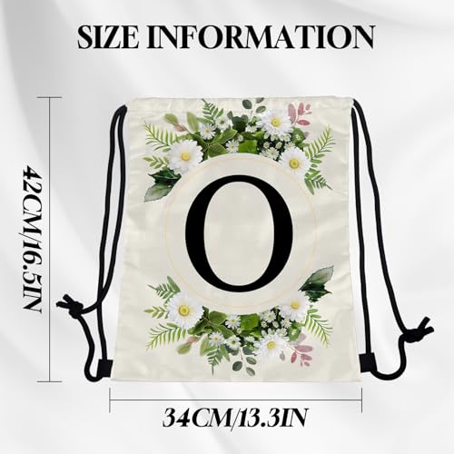 Initial Letter Drawstring Backpack String Sports Gym Bags Waterproof Sackpack Cute for Men Women Beach (13"×17") (Letter-O) - color: Letter-o