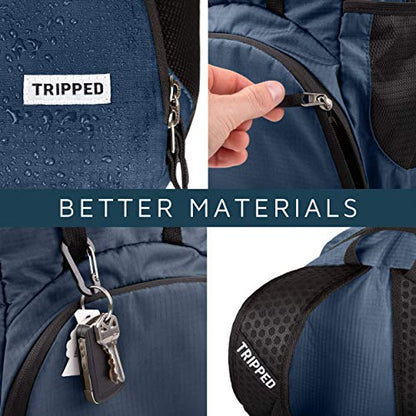 TRIPPED Travel Gear Traveling Backpack- Foldable collapsible lightweight backpack for travel (Blue) 35 liters - color: Deep Blue Sea