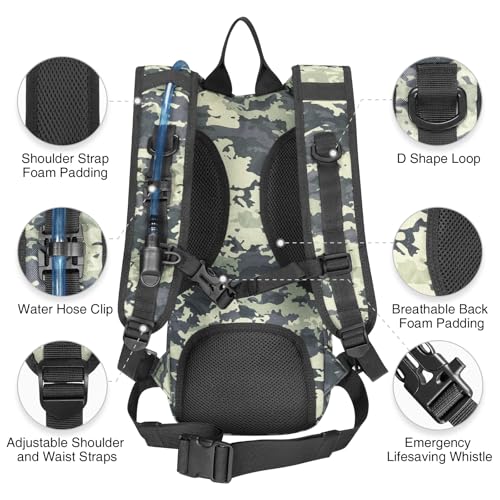 NOOLA Hydration Backpack with 3L TPU Water Bladder, Tactical Molle Water Backpack for Men Women, Hydration Pack for Hiking, Biking, Running and Climbing - color: Shadowstand