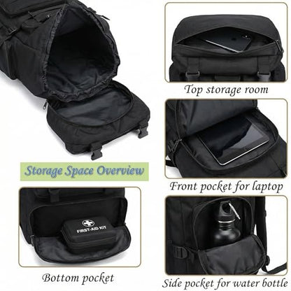 70L Hiking Backpack for Men, Waterproof Lightweight Camping Backpack, Military Rucksack with Molle, 3-Day Assault Pack for Travel, Climbing, Outdoor Sports(Black) - style: Black