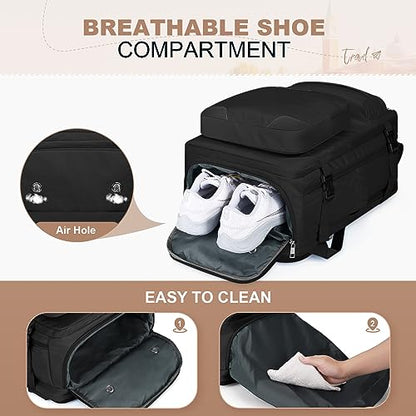 Maelstrom Travel Backpack for Men Women, 15.6" Laptop with Shoe Compartment (Black, Medium) - color: Black, size: B.15.6 inch-Standard