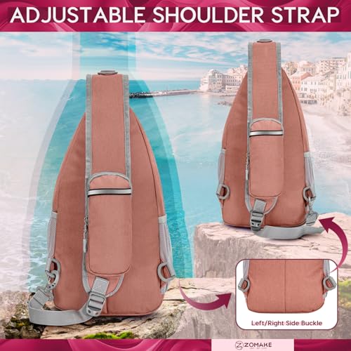 ZOMAKE Sling Bag,Small Crossbody Sling Backpack,Water Resistant Shoulder Daypack for Travel,Anti Thief Chest Bag for Hiking(Pink(New)) - color: Pink(new)