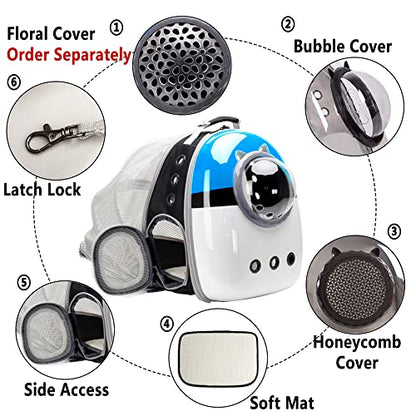 Expandable Cat Carrier Backpack, Backpack for Cats Kitten Small Puppy, Airline Approved Cat Bubble Backpack, Space Capsule Astronaut Carrier (Blue, Back Extension) - color: Blue