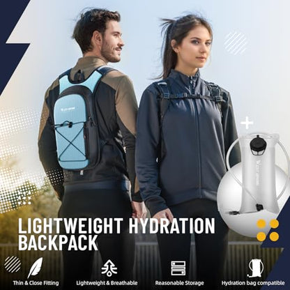 Hydration Backpack with 2L TPU Water Bladder, Lightweight Hiking Water Backpack, Running Hydration Pack for Cycling Climbing Camping Rave, Hydropack for Men Women - color: Blue