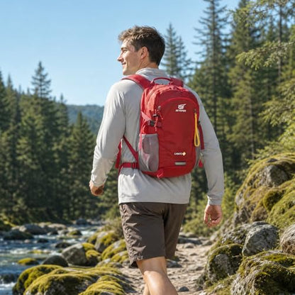 SKYSPER Small Hiking Backpack, 20L Lightweight Travel Backpacks Hiking Daypack for Women Men - color: Lantc20-red, size: 20l
