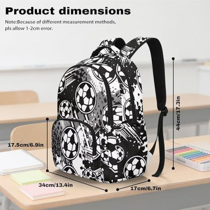 Football 17-Inch Travel Backpack Lightweight Multi-Pocket Laptop Bookbag for College Students Office Workers and Outdoor Enthusiasts - color: Football3