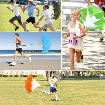 Bfsmile Running Speed Training 56" Parachute with Adjustable Strap, Free Carry Bag. Speed Chute Resistance Running Parachute for Kids Youth and Adults - color: Green