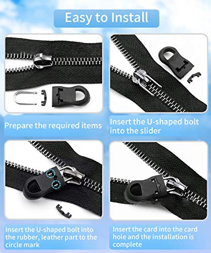 Zipper Pull, Universal Zipper Pull Replacement, Broken Replacement Zippers Pull (20 Pcs), Black Zippers Pull Handle for Jackets, Luggage, Backpacks, Purses, Boots, Pants, Tents, (3 Styles 4 Sizes) - color: Black Zipper Pull Kit