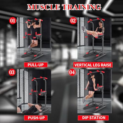 K KINGKANG Pull Ups Dip Station, Power Tower for Home Gym Fitness Exercise - color: Black