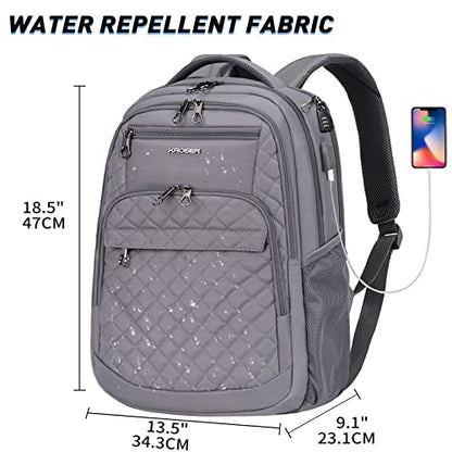 KROSER Travel Laptop Backpack 17 Inch Large Computer Backpack Dark grey - color: Quilted Dark Grey