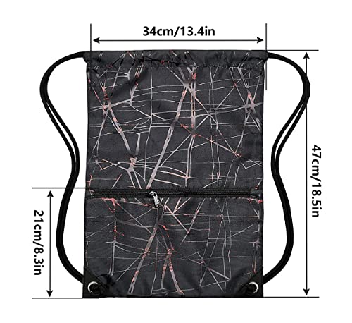 HOLYLUCK Drawstring Backpack Bag Sport Gym Sackpack - color: Metallic-black