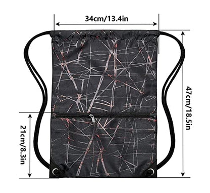 HOLYLUCK Drawstring Backpack Bag Sport Gym Sackpack - color: Metallic-black