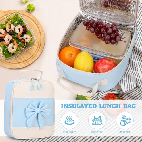 DIGOBAY Backpack for Girls, 3PCS Girls Backpack for School with Lunch Bag Pencil Case, Cute Kids Teens Bookbag for Kindergarten Elementary Preschool Middle School (Blue) - color: Blue