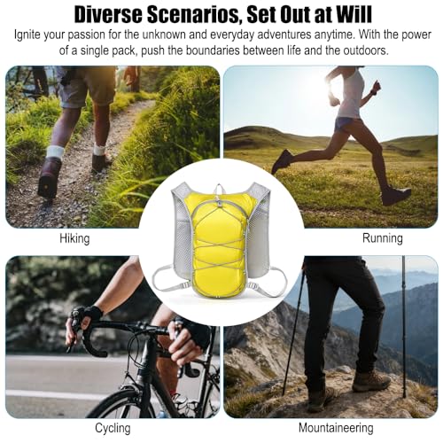 Travel Hiking Cycling Lightweight Backpack Adjustable shoulder straps, Running Hydration Vest for Outdoor Trail for Men Women-Yellow