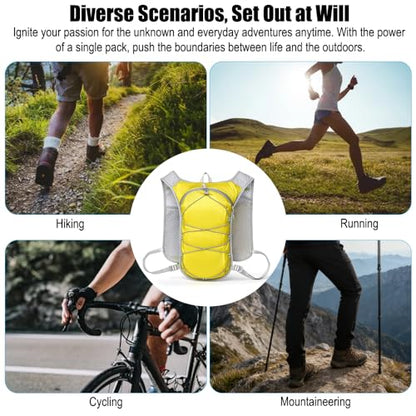 Travel Hiking Cycling Lightweight Backpack Adjustable shoulder straps, Running Hydration Vest for Outdoor Trail for Men Women-Yellow
