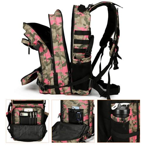 Lovelinks21 25L Tactical Backpack for Men and Women Military Backpack Small Assault Pack Molle Backpack Bug Out Bag Travel Rucksack Daypack (Pink Camo) - color: Pink Camo