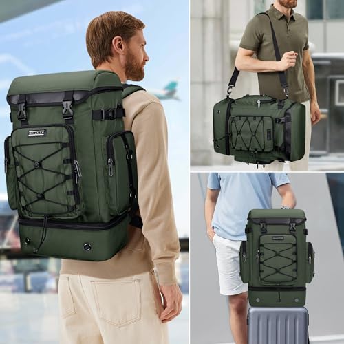 WITZMAN Travel Backpack for Men Women Carry on Bags for Airline Approved Convertible Duffle Luggage Backpack Shoe Compartment（B691 Light Green） - color: Green New