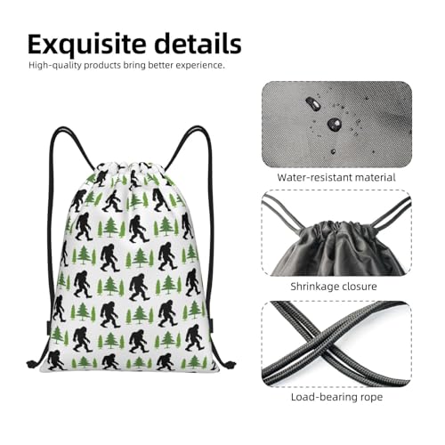 Gianlaima Sasquatch Black Bigfoot Art Funny Drawstring Bags Backpack Bag Sport Gym Sack String Bag Yoga Dance Travel Bag For Men Women - color: Black46