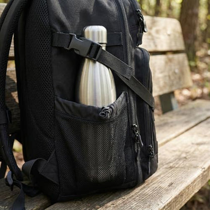 Zsearaymy 25L Small Tactical Hiking Backpack with 180° Open Design Molle System Padded Laptop Lightweight (Black) - color: Black