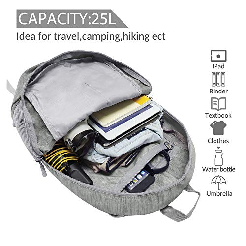 ZOMAKE 25L Ultra Lightweight Packable Backpack, Foldable Hiking Backpacks Water Resistant Small Folding Daypack for Travel(Silver Gray) - color: Silver Gray