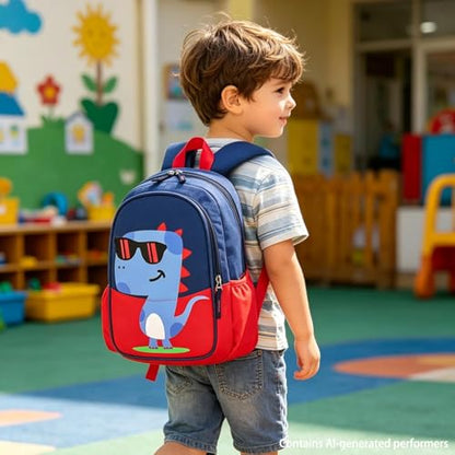 11 Inch Kids Toddler Preschool Travel Backpack Cool Cute Cartoon Daypack (Dinosaur Red) - color: Dinosaur Red, size: Medium