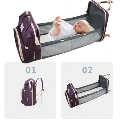Diaper Backpack with Changing Station, Pad, Nursing Bag, Bottle Bag - Waterproof, Large Capacity, Baby Registry Search, Newborn Essentials - color: Purple