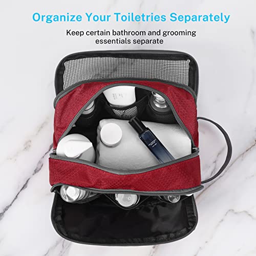 Gonex Travel Toiletry Bag Nylon, Shaving Bag Toiletry Organizer Red - color: Red