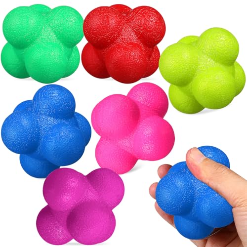 Ciieeo 6 Pcs Hexagonal Reaction Balls Set 7cm Fitness Training Balls for Speed Agility for Sports Reflex and Coordination Training