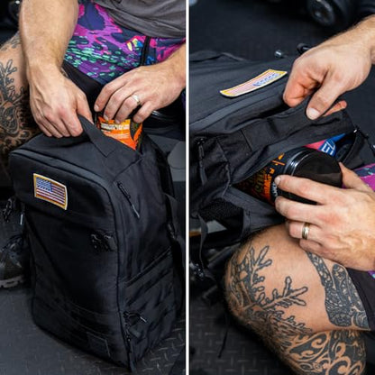 SERIOUS STEEL FITNESS Gym Bag, Rip-Resistant Fabric, Heavy Duty (Black, Backpack (Pro-Mini (26L) with Dividers)) - color: Black, style: Backpack (Pro-mini With Dividers)
