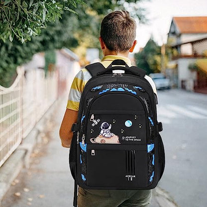 ACESAK Backpack for Boys - Boy Backpack Schoolbag for Boys Kids Children Teens Girls Elementary Middle School Bags, Waterproof Lightweight Kids Bookbag Backpacks Casual Daypack with Lunch Bag Set - color: Black