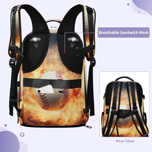 Travel Backpack with Shoe Compartment, 20L Large Capacity Laptop Backpack for Men Women, Baseball Daypack for Traveling Hiking Carry On