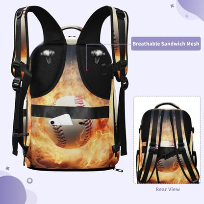 Travel Backpack with Shoe Compartment, 20L Large Capacity Laptop Backpack for Men Women, Baseball Daypack for Traveling Hiking Carry On