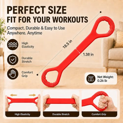 Figure 8 Resistance Bands with Handles, Resistance Bands for Arms, Back & Shoulder Training, Exercise Equipment for Yoga, Pilates & Stretching, Portable Home Gym Equipment - color: Red