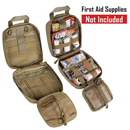 LIVANS 1000D First Aid Bag Empty Medical Ifak Pouch Molle EMT Pouches Rip-Away Tactical Military Trauma Emergency Medic Bag - color: Khaki(7.1"l X 3.5"w X 8"h)