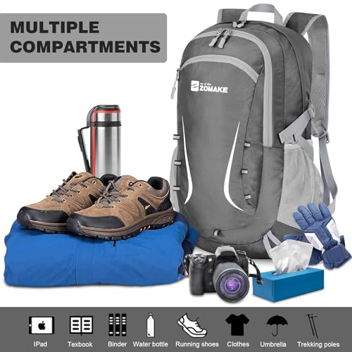 ZOMAKE Lightweight Packable Backpack 35L, Foldable Backpacks Water Resistant Collapsible Light Daypack for Hiking(Medium Grey) - color: Medium Grey B