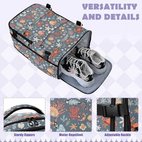 Travel Backpack with Shoe Compartment, 20L Large Capacity Laptop Backpack for Men Women, Summer Mediterranean Pattern Daypack for Traveling Hiking Carry On