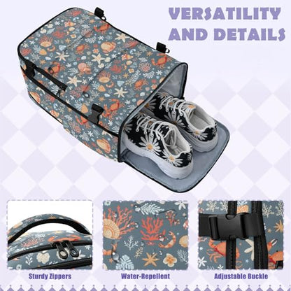 Travel Backpack with Shoe Compartment, 20L Large Capacity Laptop Backpack for Men Women, Summer Mediterranean Pattern Daypack for Traveling Hiking Carry On