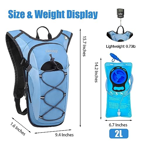 Zavothy Hydration Backpack with 2L Hydration Bladder Water Backpack for Hiking Hydration Pack for Running Cycling Hiking - color: Blue